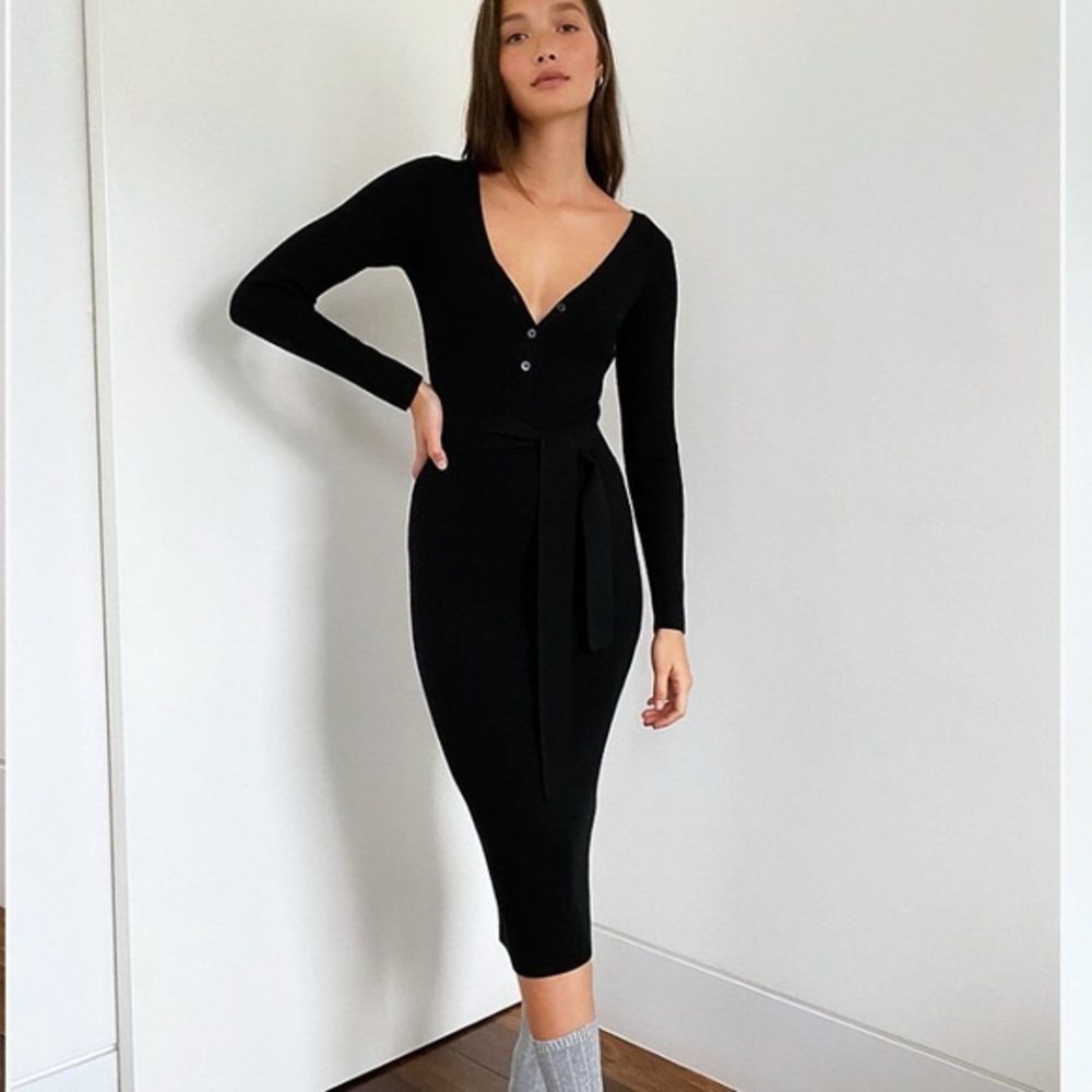 Aritzia The Group by Babaton Henley Sweater Dress Black - Size XXS